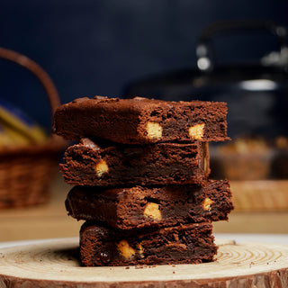 Nitzana Gluten Free Triple Chocolate Brownie — eggless, fudgy, ragi, jaggery, dark couverture chocolate, no refined sugar, no refined flour, no palm oil, no preservatives